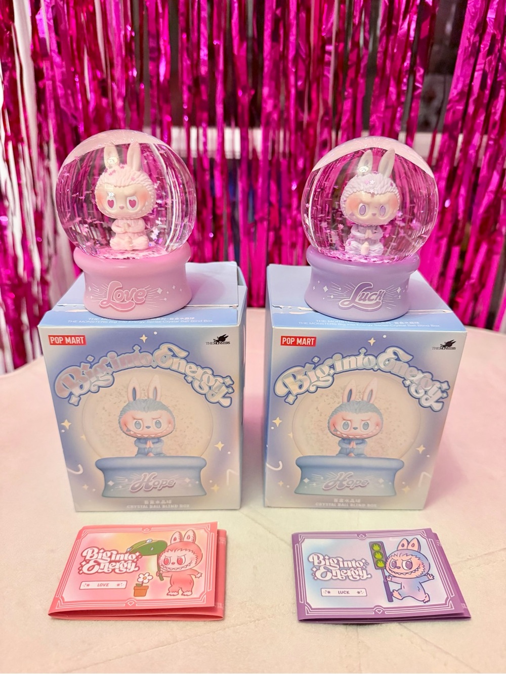 POP MART Labubu Big Into Energy Light Up Snow Globes Blind Box-Love & Luck
